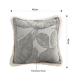 SOGA 45cm Wabi-sabi Raised Embroidery Leaf & Square Throw Pillow