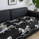 SOGA Two-Seater Black Horse Print 90x180cm Throw Blanket Sofa Cover