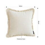 SOGA 2X 45cm Creamy White Home Aesthetic Chenille Texture Tassel Square Throw pillow