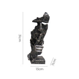 SOGA 31cm Shush Face Resin Sculpture – Silent Abstract Decor