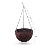 SOGA 2X Coffee Large Hanging Resin Flower Pot Self Watering Basket Planter
