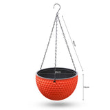 SOGA 2X Red Large Hanging Resin Flower Pot Self Watering Basket Planter Outdoor