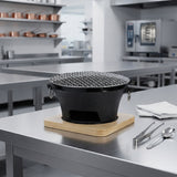 SOGA 2X Medium Cast Iron Round Stove Charcoal Table Net Grill Japanese Style BBQ Picnic Camping with Wooden Board