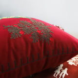 SOGA 2X 45cm Burgundy Red Throw Pillow with Three Embroidered Christmas Trees Festive Holiday Square Cushion Home Decor