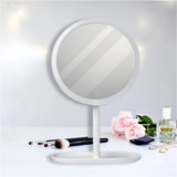 SOGA 26cm White Round Smart LED Makeup Bedroom Table Vanity Mirror Tricolor Adjustable Light