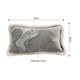 SOGA 2X 30cm Wabi-sabi Rectangular Raised Embroidery Leaf & Lumbar Throw Pillow