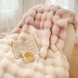 SOGA 2X 200cm Light Pink Fur Fuzzy Super Soft and Cozy Fluffy Throw Blanket