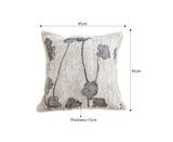 SOGA 45cm Gray Stem Floral Pattern Throw Pillow