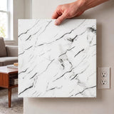 SOGA Peel & Stick Floor and Wall Tiles 30 x 30cm 10 Pack Black White Faux Marble
