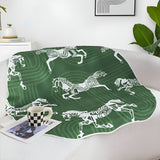 SOGA One-Seater Green Horse Print 90x90cm Throw Blanket Sofa Cover
