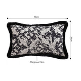 SOGA 30cm Vintage Black Pillowcase Set Black Herringbone Pattern Lumbar Throw Pillow