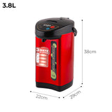 SOGA 3.8L Red Stainless Steel Electric Thermal Pot Dispenser with 3 Dispensing Modes