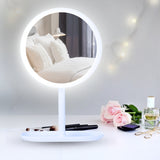 SOGA 2X 26cm White Round Smart LED Makeup Bedroom Table Vanity Mirror Tricolor