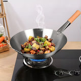 SOGA 36cm Stainless Steel Kitchen Cooking Wok with Wood Handle