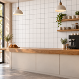 SOGA Peel & Stick Floor and Wall Tiles 60 x 60cm 10 Pack White Grid Tile Look