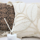 SOGA 2X 45cm Wabi-sabi Cream Flower Cover & Beige Velvet Leaf Ring Square Throw Pillow