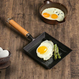 SOGA Cast Iron Tamagoyaki Japanese Omelette Egg Frying Skillet Fry Pan Wooden Handle