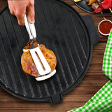 SOGA 30CM Round Cast Iron Korean BBQ Grill Plate with Handles and Drip Lip