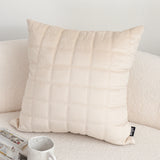 SOGA 50cm Beige Quilted Grid Pattern Decorative Throw Pillow