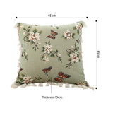 SOGA 2X 45cm Matcha Green French Vintage Butterfly Loves Flowers Tassel Throw pillow