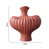 SOGA 2X 28X30cm Ornament Large Matte Red Vases Countertop Decoration Accessories Porch Crafts Home Decor