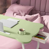 SOGA 2X  Green Portable Bed Table Adjustable Folding Mini Desk With Mini Drawer and Cup-Holder Home Decor