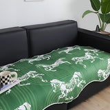SOGA Two-Seater Green Horse Print 90x180cm Throw Blanket Sofa Cover
