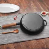 SOGA 27cm Round Cast Iron Frying Pan Skillet Steak Sizzle Platter with Helper Handle