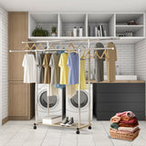 SOGA 2X 200cm Stainless Steel Floor-Standing Clothes Rack - Durable and Space-Saving Laundry Organizer