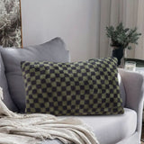 SOGA 2X 30cm Urban Light Luxury Dark Green Checkered Lumbar Throw Pillow