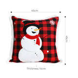 SOGA 45cm Throw Pillow Red Christmas Snowman Square Cushion for Festive Holiday Winter Home Decor