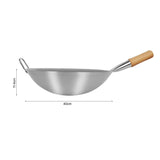 SOGA 40cm Stainless Steel Kitchen Cooking Wok with Wood Handle