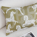 SOGA 2X 35cm Vintage Olive Green White Horse Pattern Throw Pillow
