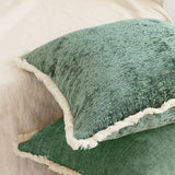 SOGA 2X 45cm Jade Green Home aesthetic chenille texture tassel square Throw Pillow