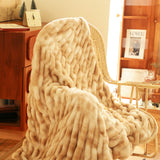 SOGA 150x200cm Throw Blanket Camel Brown Double Layer Rabbit Fur Cozy Comfort with Stylish Decor