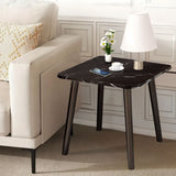 SOGA 2X 40cm Black Stone-Patterned Round Tables – Compact Modern Design with Black Metal Legs