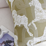 SOGA 2X 50cm Vintage Olive Green White Horse Pattern Throw Pillow