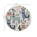 SOGA 120cm Alpaca Cactus Pattern Rug Desert Animals Non-Slip Round Area Rugs for Living Room Dining Room