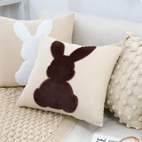 SOGA 2X 45cm Throw Pillow Light Tan Square Cushion with Soft Coffee Bunny Design Decorative Home Decor