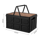 SOGA  2X 52.5cm 55L Black Car & Camping Foldable Storage Box Crate Stackable Container with Handle