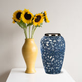 SOGA 30x19 Blue Medium Ceramic Flower Vase Elegant Living Room Home Decor