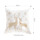 SOGA 2X 45cm Throw Pillow White with Golden Christmas Reindeer Festive Cushion for Cozy Winter Decor