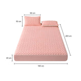 SOGA Pink 183cm Wide Mattress Cover Thick Quilted Fleece Stretchable Clover Design Bed Spread Sheet Protector with Pillow Covers