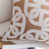 SOGA 2X 50cm Artistic Camel Brown White Geometric Pattern Throw Pillow