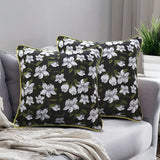 SOGA 2X 45cm Subtle Foliage Green Pillow Subtle Orchid Blossom Square Throw Pillow