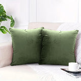 SOGA 45cm Subtle Army Green Foliage Velvet Square Throw Pillow