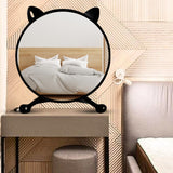 SOGA 40cm Black Smart Makeup Bedroom Table Mirror Cat Ear Style No LED Light