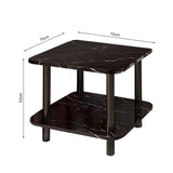 SOGA 2X 70cm Black Stone-Patterned Round Side Tables – Modern Design with Black Metal Legs
