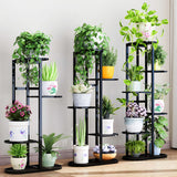 SOGA 2X 4 Tier 5 Pots Black Metal Plant Rack Flowerpot Storage Display Stand Holder Home Garden Decor