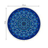 SOGA 90cm Blue Mandala Round Carpet for Living Room Bedroom Anti-slip Doormat, Home Decor